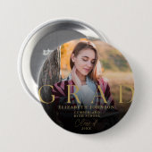 ゴールド 卒業式 現代 エレガント フォト 卒業ボタン 缶バッジ (正面&裏面)