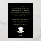 ゴールド 卒業 キャップ & フォト 卒業 おめでとう ご 卒業 記念 発表 箔招待状 (裏面)