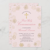 ゴールド | 女の子の初聖体拝領招待状 招待状 (正面/裏面)