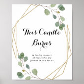 ゴールド 幾何学的なカリグラフィー このキャンドルが燃えるサイン ポスター (正面)