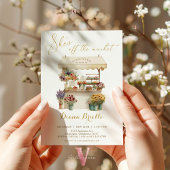 ゴールド 彼女は市場から消えた！ ブライダルシャワーの招待状 招待状