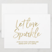 ゴールド 「愛を輝かせて」 スパークラー 送り出しサイン 招待状 (正面/裏面)