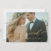 ゴールド 挙式しました 結婚写真 報告カード 案内状 (正面)