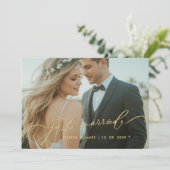 ゴールド 挙式しました 結婚写真 報告カード 案内状 (スタンド正面)