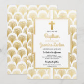 ゴールド 洗礼 十字架 命名 20年代 アートデコ 招待状 (正面/裏面)
