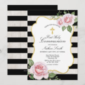 ゴールド | 男の子 初聖体拝領 招待状 (正面/裏面)