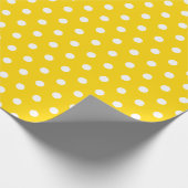 ゴールド | 白い水玉 ラッピングペーパー (角)