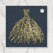 ゴールド&素朴なブルーボタニカルドレスブライダルシャワー フェイバータグ (裏面)