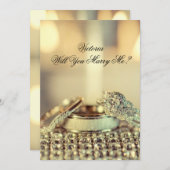 ゴールド 結婚してください 名前 プロポーズ 招待状 (正面/裏面)