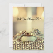 ゴールド 結婚しよう 婚約指輪のプレゼント 招待状 (正面)