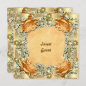 ゴールド 結婚式 誕生日 婚約 50周年 招待状 (正面/裏面)