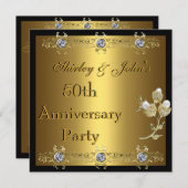 ゴールド 結婚50周年パーティー 招待状 (正面/裏面)