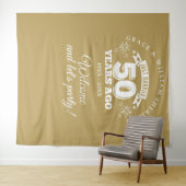 ゴールド 結婚50周年記念 フォトブース背景 タペストリー (インサイチュ(横))