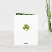 ゴールド、緑のイタリアンクローバー＆フレーム ウェディング サンクス サンキューカード (裏面)