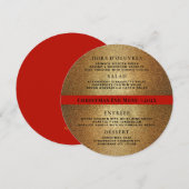 ゴールド 赤 丸型 クリスマス ディナー メニュー テンプレート (正面/裏面)