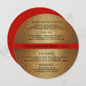 ゴールド 赤 丸 クリスマス ディナー メニュー テンプレート (正面/裏面)