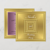 ゴールド 40歳の誕生日パーティー招待状 招待状 (正面/裏面)