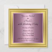 ゴールド 40歳の誕生日パーティー招待状 招待状 (裏面)