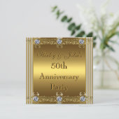ゴールド 50周年 結婚記念日 パーティー 招待状 (スタンド正面)