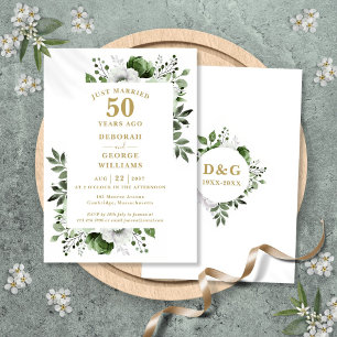 ゴールド 50周年 結婚記念日 モノグラム フラワー 招待状