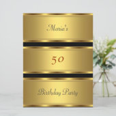 ゴールド 50歳の誕生日パーティー ゴールド ブラック 招待状 (スタンド正面)