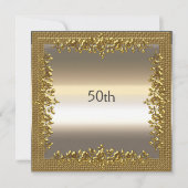 ゴールド 50歳の誕生日記念パーティー招待状 招待状 (正面)