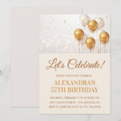 ゴールド 57歳の誕生日招待状 風船 招待状 (正面/裏面)