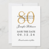 ゴールド 80歳の誕生日パーティー Save the Date 詳細 招待状 (正面)