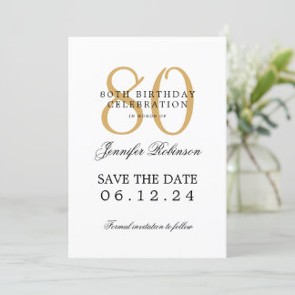 ゴールド 80歳の誕生日パーティー Save the Date 詳細 招待状