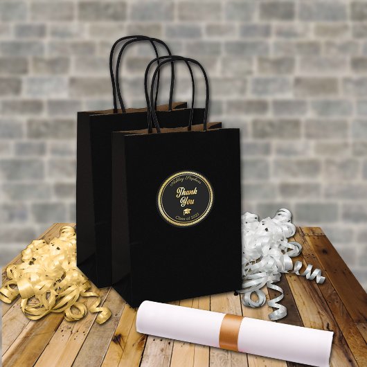 ゴールド | Black Grad Cap Class of 2023 ラウンドシール