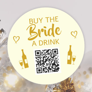 ゴールド Buy the Bride a Drink QRコード バチェロレッテ ラウンドシール