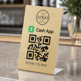ゴールド Cash App スキャン決済用卓上ディスプレイ 台座サイン