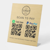 ゴールド Cash App Paypal スキャン支払い 台座サイン (正面)