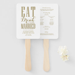 ゴールド Eat Drink and Be Married ウェディングプログラム ハンドファン