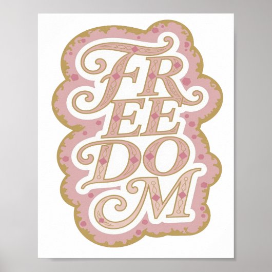 ゴールド FREEDOM プリントで個性を主張 ポスター (正面)
