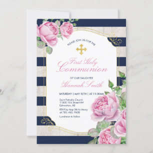 ゴールド Girl First Holy Communion招待状 招待状