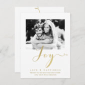 ゴールド JOY ホリデー お正月 現代の写真 招待状 (正面/裏面)