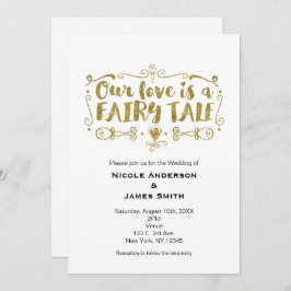 ゴールド OUR LOVE IS A FAIRY TALE ウェディング招待状 招待状