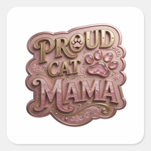 ゴールド PROUD CAT MAMA クール ステッカー 印刷 (正面)