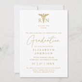 ゴールド RN 看護師 卒業写真 発表 招待状 (正面)