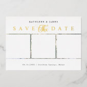 ゴールド Save The Date フォト コラージュ 箔招待状 (正面)