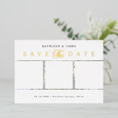 ゴールド Save The Date フォト コラージュ 箔招待状 (立ち正面)