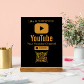 ゴールド YouTube 登録 QR コード ブラック アクリルサイン (ウェディング)