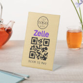 ゴールド Zelle スキャン決済 テーブルディスプレイ 台座サイン (インサイチュ)
