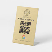ゴールドGoogleレビューロゴ テーブルディスプレイ 台座サイン (正面)