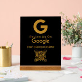 ゴールドGoogleレビューQRコード ブラック アクリルサイン (ウェディング)