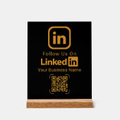 ゴールドLinkedIn QRコードビジネス アクリルサイン (正面)