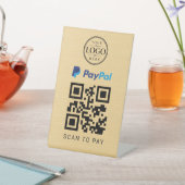 ゴールドPaypalスキャン支払い卓上ディスプレイ 台座サイン (インサイチュ)
