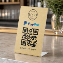 ゴールドPaypalスキャン支払い卓上ディスプレイ