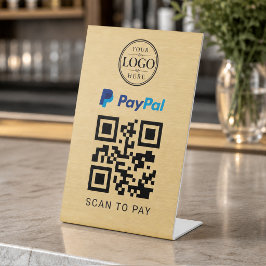 ゴールドPaypalスキャン支払い卓上ディスプレイ 台座サイン